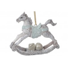 Фігурка-підвіска полістоун "Конячка-гойдалка" 8,5см,сірий з мятою №K07-189/Bonadi/