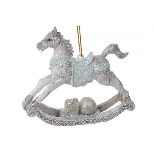 Фігурка-підвіска полістоун "Конячка-гойдалка" 8,5см,сірий з мятою №K07-189/Bonadi/