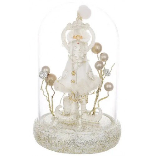 Фігурка декор. полістоун "Санта" під скляним ковпаком з LEDпідсвічуванням18см№A-117/Bonadi