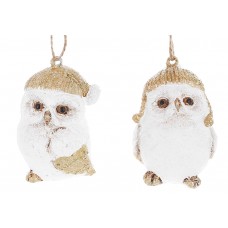 Фігурка-підвіска полістоун "Совушка" 7см,білий з золотом,2вида №218-273/Bonadi/