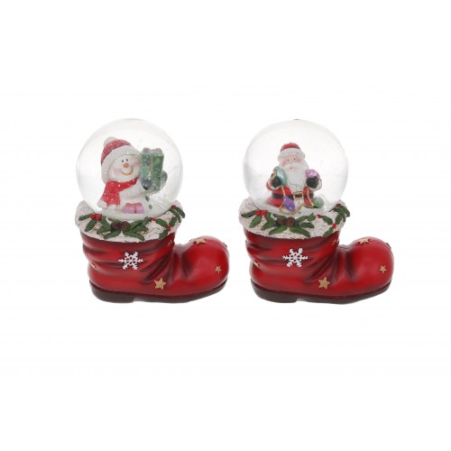 Сувенір водяна куля скло "Чобіт" 10,5см,червоний,2вида №913-313/Bonadi/