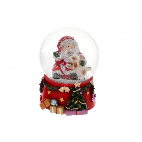 Сувенір водяна куля скло "Санта з собакою" 8,8см №559-558/Bonadi/(6)