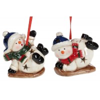 Фігурка-підвіска керам. "Сніговик" LED,2вида №827-528/Bonadi/