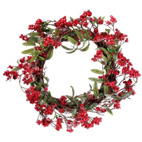 Вінок декор 50см з декором з червоних ягід 789-140/Bonadi/