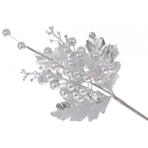 Гілка декор. 29см з ягодами,матове срібло №839-405/Bonadi/