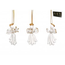 Набір прикрас скло "Янголи" 6см 3шт, прозоре з золотом  №115-250/Bonadi/(24)