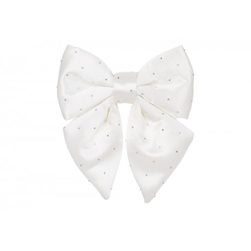 Бант декор. 13см зі стразами,білий атлас №821-250/Bonadi/(6)(36)
