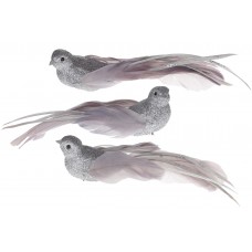 Пташка декор. 22см на кліпсі,сріблясто-сірий,3 види №499-088/Bonadi/(12)