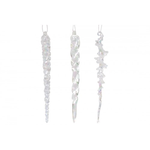 Прикраса пласт. "Бурулька" 12,5см,3 види,діамантовий блиск №788-195/Bonadi/