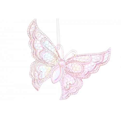 Прикраса пласт. "Метелик" 13см рожевий з перламутром №J88-087/Bonadi/