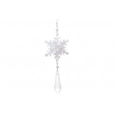 Прикраса пласт. "Сніжинка з кристалом" 25см діамантовий блиск №788-192/Bonadi/