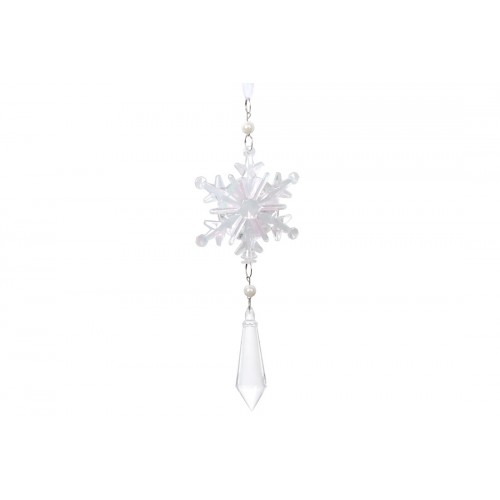 Прикраса пласт. "Сніжинка з кристалом" 25см діамантовий блиск №788-192/Bonadi/