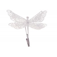 Прикраса пласт. "Бабка" 17см на кліпсі білий глітер №839-513/Bonadi/(12)(24)