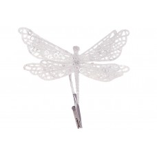 Прикраса пласт. "Бабка" 17см на кліпсі білий глітер №839-513/Bonadi/(12)(24)