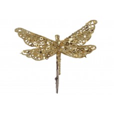 Прикраса пласт. "Бабка" 17см на кліпсі золотий глітер №839-422/Bonadi/(12)(24)