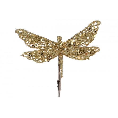 Прикраса пласт. "Бабка" 17см на кліпсі золотий глітер №839-422/Bonadi/(12)(24)