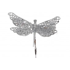 Прикраса пласт. "Бабка" 17см на кліпсі срібний глітер №839-515/Bonadi/(12)(24)