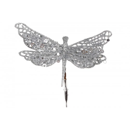 Прикраса пласт. "Бабка" 17см на кліпсі срібний глітер №839-515/Bonadi/(12)(24)