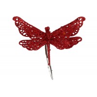 Прикраса пласт. "Бабка" 17см на кліпсі червоний глітер №839-519/Bonadi/(12)(24)
