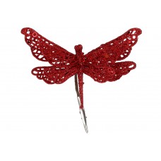 Прикраса пласт. "Бабка" 17см на кліпсі червоний глітер №839-519/Bonadi/(12)(24)