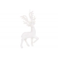 Прикраса пласт. "Олень" 12см з флоковим напиленням,білий №J88-172/Bonadi/