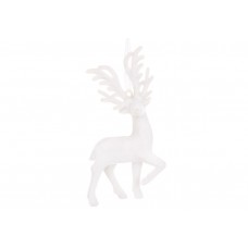 Прикраса пласт. "Олень" 12см з флоковим напиленням,білий №J88-172/Bonadi/