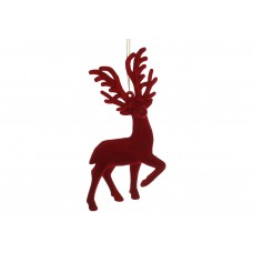 Прикраса пласт. "Олень" 12см з флоковим напиленням,бургунді №J88-171/Bonadi/