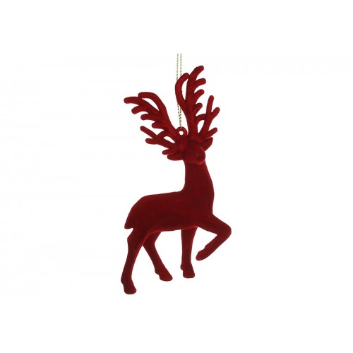 Прикраса пласт. "Олень" 12см з флоковим напиленням,бургунді №J88-171/Bonadi/