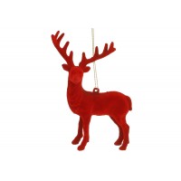 Прикраса пласт. "Олень" 14см з флоковим напиленням,червоний №J88-173/Bonadi/