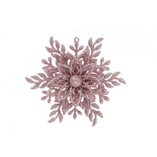 Прикраса пласт. "Сніжинка" 12см світло-рожевий №788-452/Bonadi/(1)(30)(180)