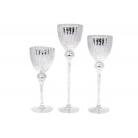 Підсвічник скло (3шт) 13х30см 30/35/40см дзеркальний срібний №527-713/Bonadi/