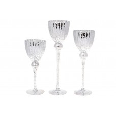 Підсвічник скло (3шт) 13х30см 30/35/40см дзеркальний срібний №527-713/Bonadi/