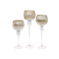 Підсвічник скло (3шт) 30/35/40см шампань №527-712/Bonadi/