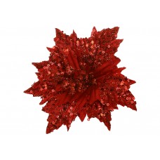Пуансетія 17см оксамитова в паєтках,червоний №H39-173/Bonadi/