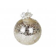 Куля скло 8 см, дзеркальний з покриттям крига з декором намистин, шампань Bonadi (12) (96) 118-355  