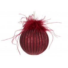 Куля скло 8см з декором з пір'я та глітера.бордовий 118-182/Bonadi/