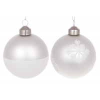 Куля скло 8см з оксамитовим орнаментом,матовий білий 854-391/Bonadi/(12)