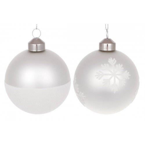 Куля скло 8см з оксамитовим орнаментом,матовий білий 854-391/Bonadi/(12)