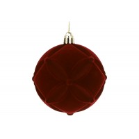 Прикраса пласт. "Куля" 8см ромб з флоковим напиленням,бордо №J88-010/Bonadi/