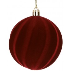Прикраса пласт. "Куля" 8см з флоковим напиленням,бургунді №J88-131/Bonadi/