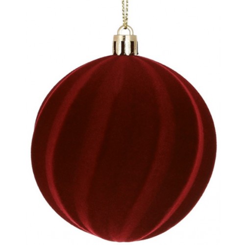 Прикраса пласт. "Куля" 8см з флоковим напиленням,бургунді №J88-131/Bonadi/