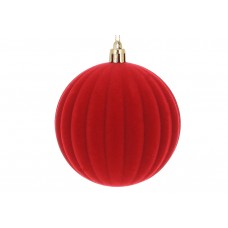 Прикраса пласт. "Куля" 8см з флоковим напиленням,червоний №J88-118/Bonadi/