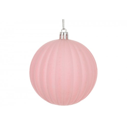 Прикраса пласт. "Куля" 8см з флоковим напиленням,рожевий №J88-144/Bonadi/