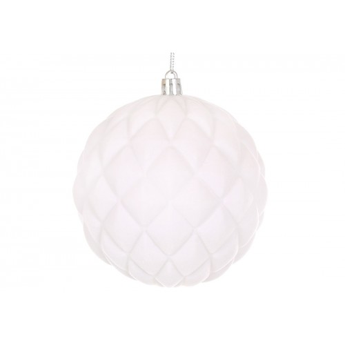 Прикраса пласт. "Куля" 8см з флоковим напиленням,білий №J88-137/Bonadi/