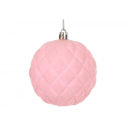 Прикраса пласт. "Куля" 8см з флоковим напиленням,рожевий №J88-138/Bonadi/