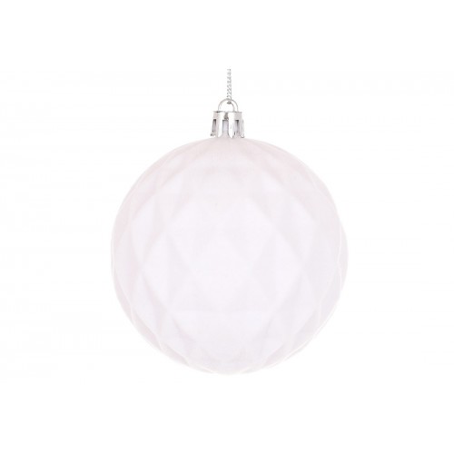 Прикраса пласт. "Куля" 8см з флоковим напиленням,білий №J88-139/Bonadi/