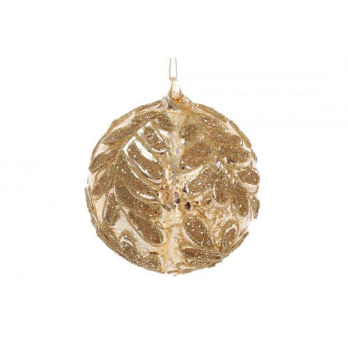 Куля скло 10см із візерунком,глянець золотий №118-809/Bonadi/(12)
