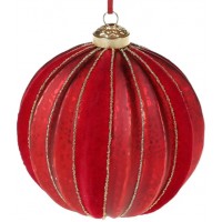 Куля скло 10см з покриттям матовий антик та оксамит,червоний №118-727/Bonadi/(12)