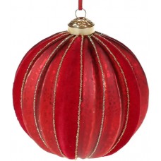 Куля скло 10см з покриттям матовий антик та оксамит,червоний №118-727/Bonadi/(12)