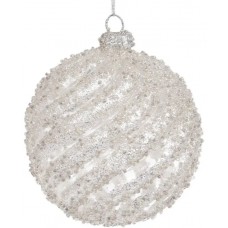 Куля скло 10см крученої форми,прозорий зі срібним глітером №118-579/Bonadi/(12)